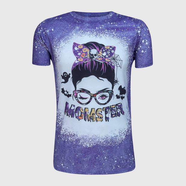 Halloween 'Momster' Purple Bleached Top