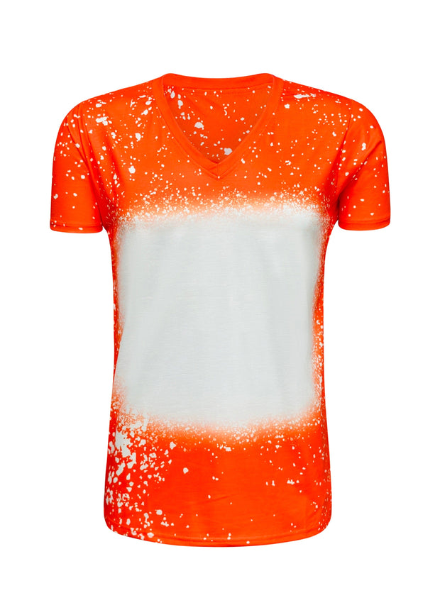 ILTEX Apparel Adult Clothing Bright Orange / Small V-Neck FAUX Bleached Tees