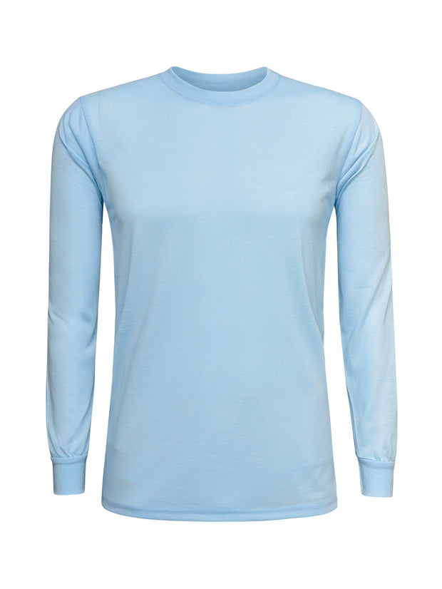 ILTEX Apparel Adult Clothing Polyester Light Blue Cotton-Feel Long Sleeve Tee