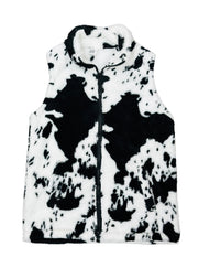 ILTEX Apparel Adult Clothing Sherpa Black Cow Vest Women