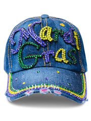ILTEX Apparel Caps HT1001 - Mardi Gras Glittery Denim Hat