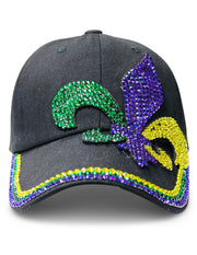 ILTEX Apparel Caps HT1002 - Mardi Gras Fleur De Lis Glittery Hat