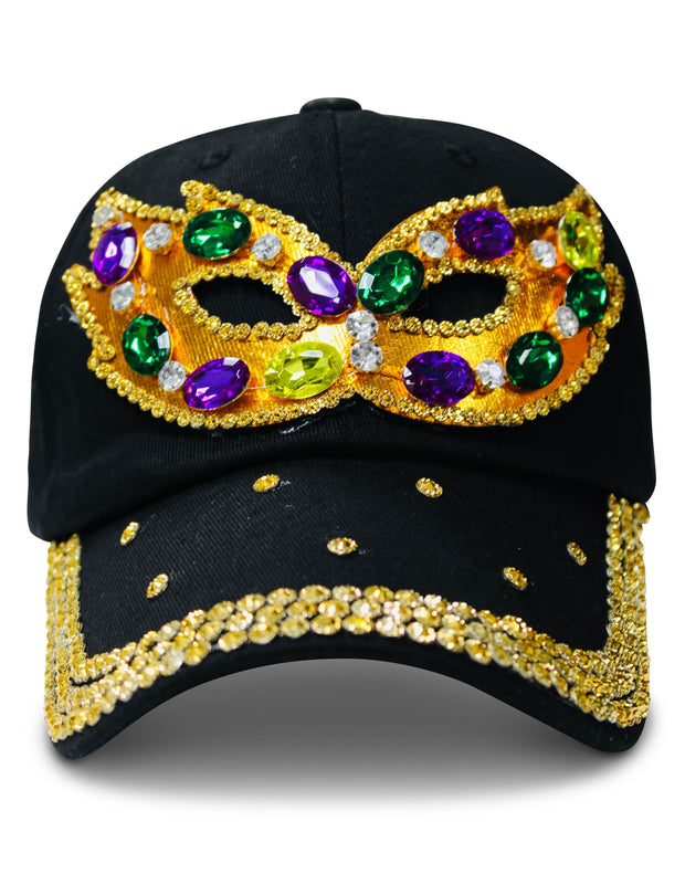 ILTEX Apparel Caps HT1004 - Mardi Gras Mask Black Hat