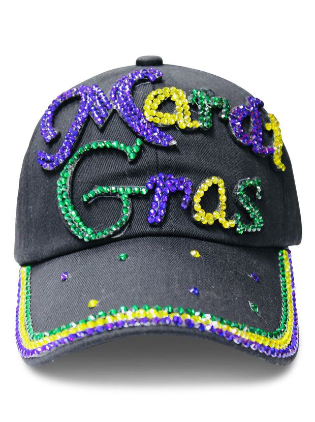 ILTEX Apparel Caps HT1006 - Mardi Gras Black Glittery Hat