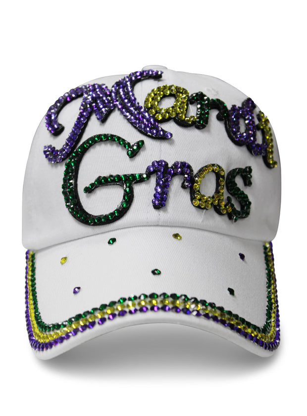 ILTEX Apparel Caps HT1008 - Mardi Gras White Glittery Hat