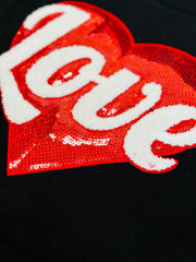 ILTEX Apparel Chenille Patches CP1002 - Love Red Heart Chenille Sequin Patch