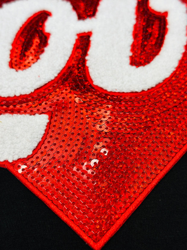 ILTEX Apparel Chenille Patches CP1002 - Love Red Heart Chenille Sequin Patch