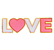 ILTEX Apparel Chenille Patches CP1008 - White Pink Love Chenille Patch