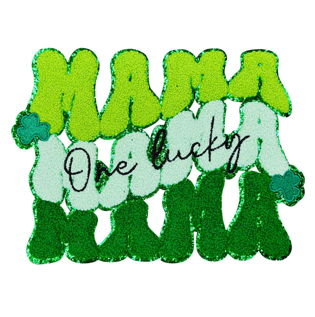 ILTEX Apparel Chenille Patches CP1019 - 'One Lucky Mama' Chenille Patch