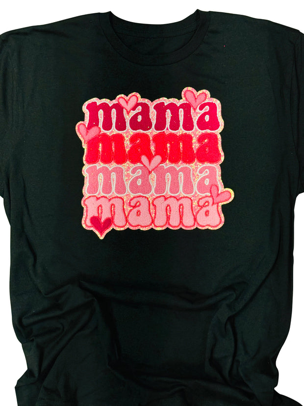 ILTEX Apparel Chenille Patches CP1037 - MAMA Pink Hearts Chenille Patch