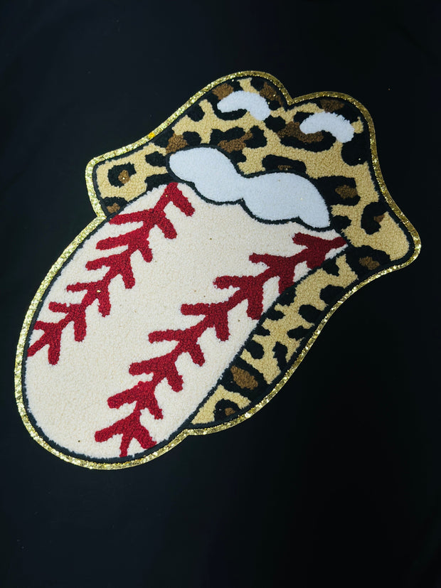 ILTEX Apparel Chenille Patches CP1061 - Baseball Cheetah Tongue Chenille Patch