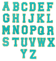 ILTEX Apparel Chenille Patches CP1093 -  Turquoise with Gold Chenille Letters