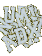 ILTEX Apparel Chenille Patches CP1094 -  White with Gold Chenille Letters