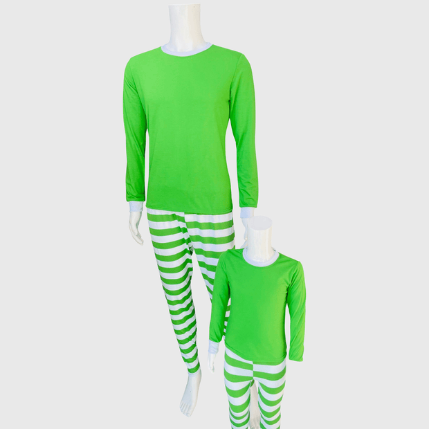 ILTEX Apparel Christmas Green White Family Pajama Set (Kids & Adult)