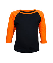 ILTEX Apparel Kids Clothing 2T / Black/Orange Kids Plain Raglan 3/4 T-Shirt - Black Body