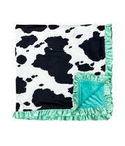 ILTEX Apparel Kids Clothing Cow Black Mint Blanket