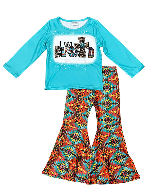 ILTEX Apparel Kids Clothing 'I am Blessed' Aztec Tiffany Outfit