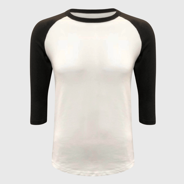 ILTEX Apparel Raglan White/Black / Small Adult Plain Raglan 3/4 T-Shirt - White Body