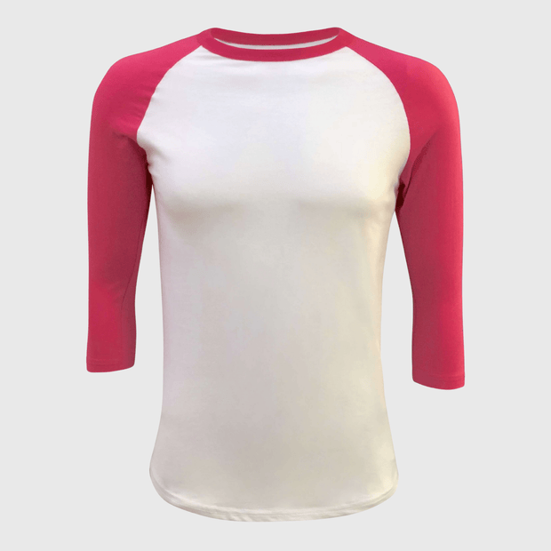 ILTEX Apparel Raglan White/Hot Pink / Small Adult Plain Raglan 3/4 T-Shirt - White Body