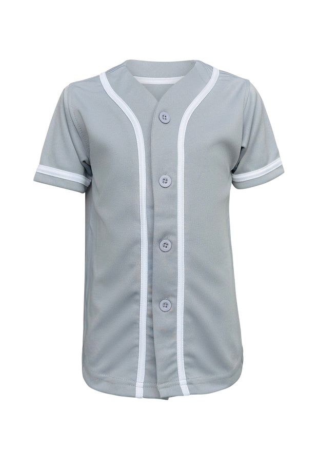 ILTEX Apparel Shirts & Tops Gray / 2T Baseball Button Down Jersey Kids