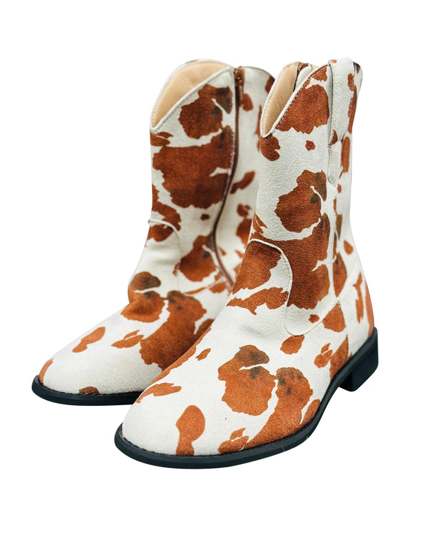 ILTEX Apparel Shoes Cow Print Brown Cowboy Boots - Adult & Kids