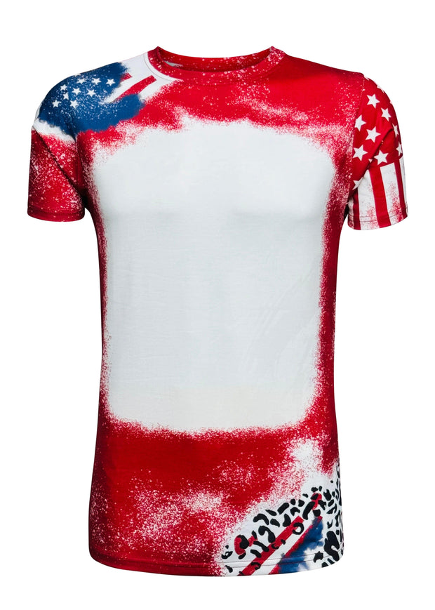 ILTEX Apparel Women's Clothing 4th of July Stars & Stripes Faux Bleached Top