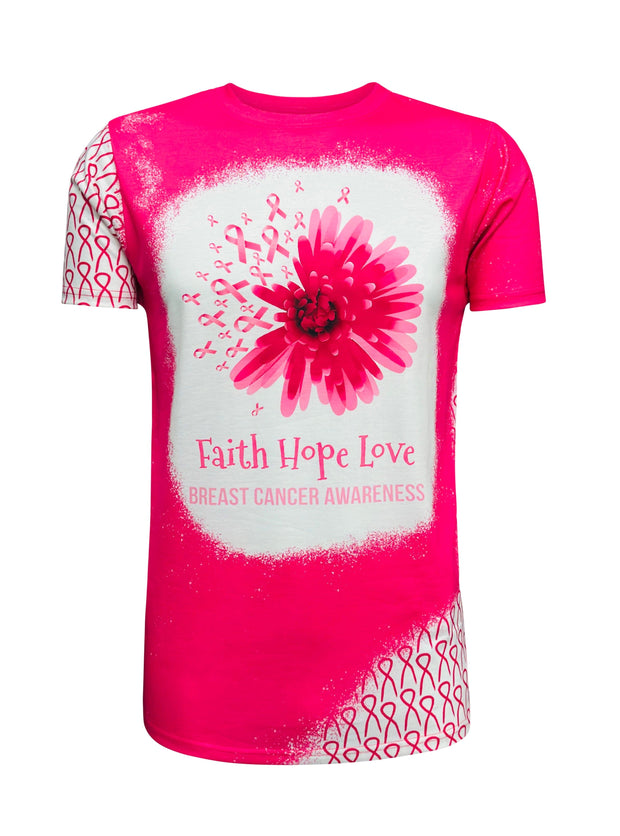 ILTEX Apparel Women's Clothing Breast Cancer 'Faith Hope Love' Bleached Top
