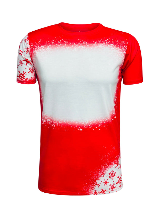 ILTEX Apparel Women's Clothing Snowflakes Red Blank Faux Bleached Top