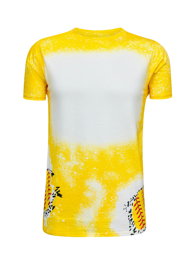 ILTEX Apparel Women's Clothing Softball Cheetah Yellow Blank Faux Bleached Top