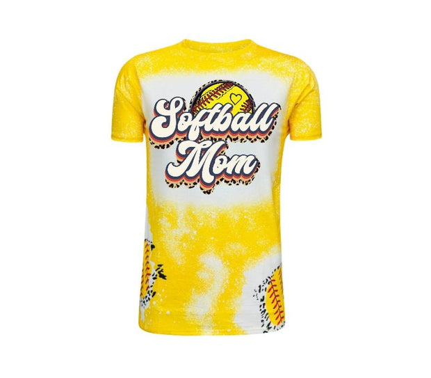 ILTEX Apparel Womens Clothing cid_1948504 Softball Cheetah Yellow Blank Faux Bleached Top