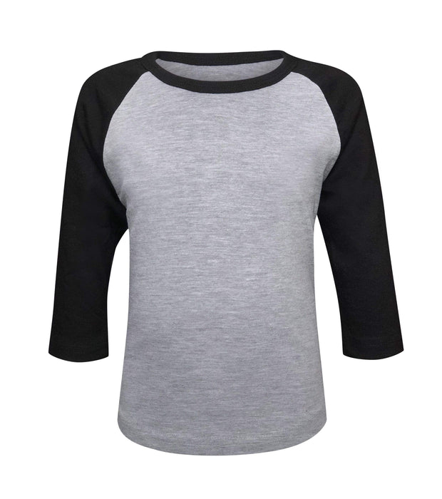 ILTEX Apparel 6 Months / Gray/Black Kids Plain Raglan 3/4 T-Shirt - Gray Body