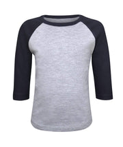 ILTEX Apparel 6 Months / Gray/Navy Kids Plain Raglan 3/4 T-Shirt - Gray Body