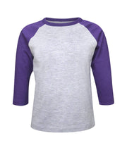ILTEX Apparel 6 Months / Gray/Purple Kids Plain Raglan 3/4 T-Shirt - Gray Body