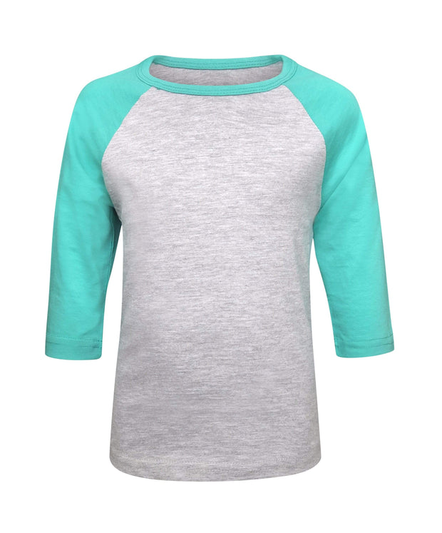 ILTEX Apparel 6 Months / Gray/Tiffany Kids Plain Raglan 3/4 T-Shirt - Gray Body