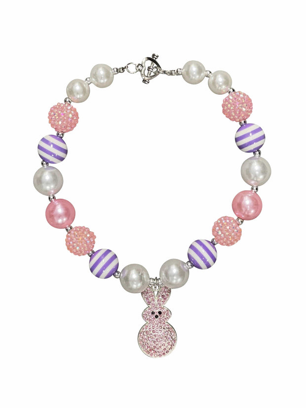 ILTEX Apparel Accessory Bubblegum Necklace - Easter Bunny Striped