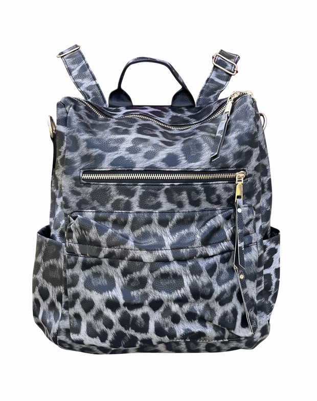 ILTEX Apparel Accessory Cheetah Black Leather Backpack