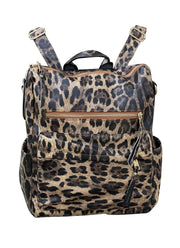 ILTEX Apparel Accessory Cheetah Brown Leather Backpack