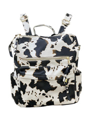 ILTEX Apparel Accessory Cow Print Black Beige Backpack