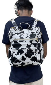 ILTEX Apparel Accessory Cow Print Black White Backpack