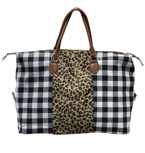 ILTEX Apparel Accessory Plaid Black Cheetah Oversized Bag