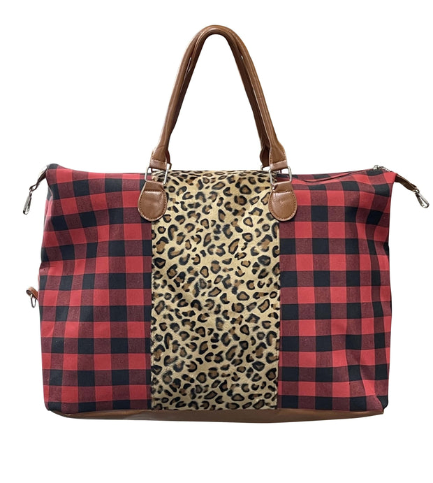 ILTEX Apparel Accessory Plaid Red Cheetah Oversized Bag