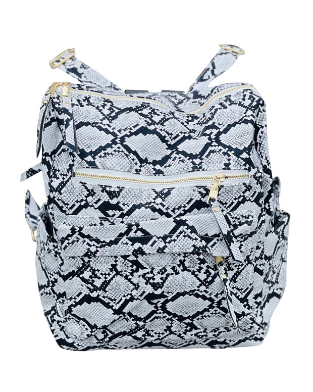 ILTEX Apparel Accessory Snake White Leather Backpack