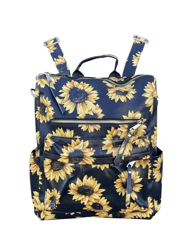 ILTEX Apparel Accessory Sunflower Black Leather Backpack