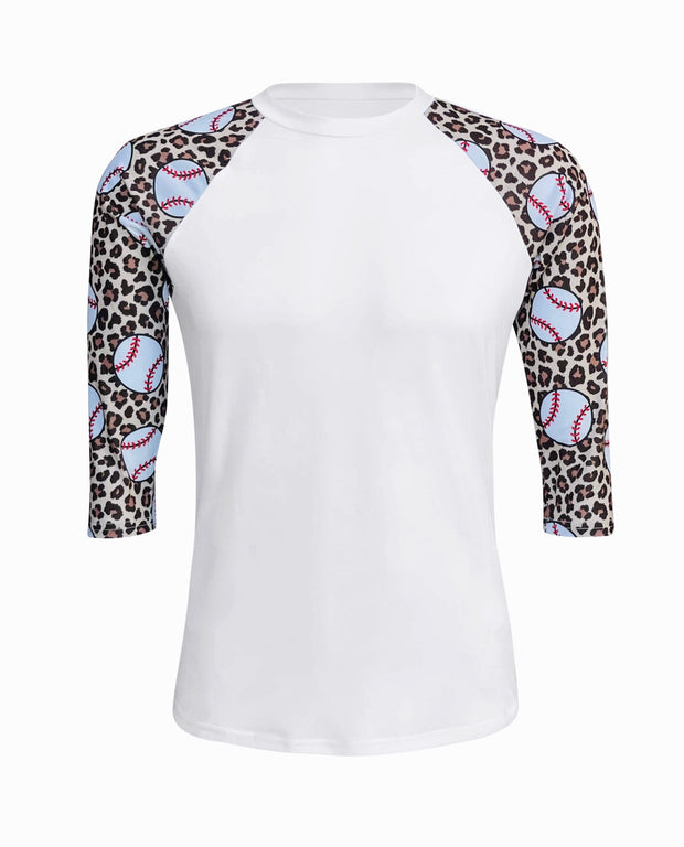 ILTEX Apparel Adult Clothing Baseball Cheetah White Polyester Top