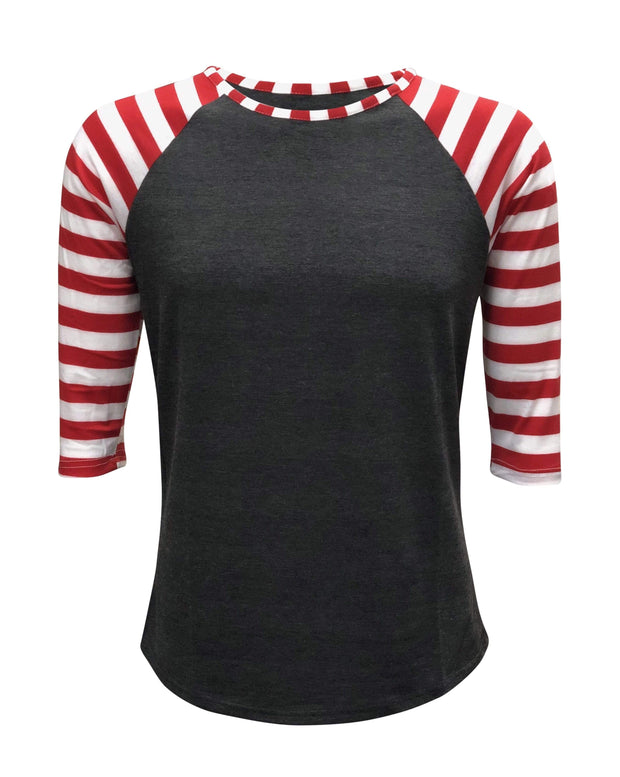 ILTEX Apparel Adult Clothing Candy Cane Charcoal Red Stripes Top