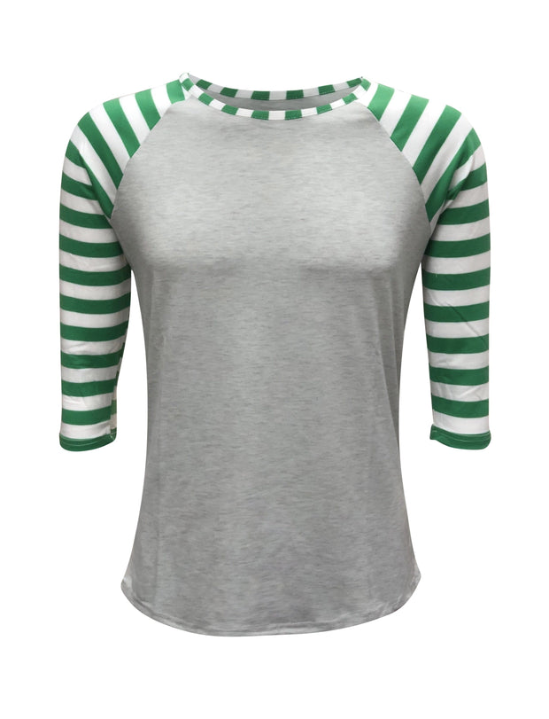 ILTEX Apparel Adult Clothing Candy Cane Gray Green Stripes Top