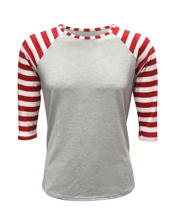 ILTEX Apparel Adult Clothing Candy Cane Gray Red Stripes Top