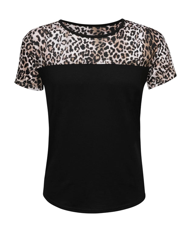 ILTEX Apparel Adult Clothing Cheetah Dark Black Short Sleeve Top