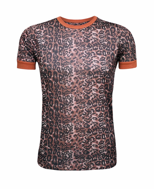 ILTEX Apparel Adult Clothing Cheetah Dark Rust Short Sleeve Top