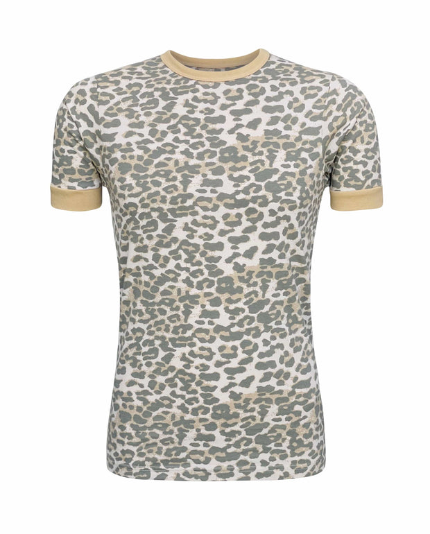 ILTEX Apparel Adult Clothing Cheetah Faded Tan Short Sleeve Top